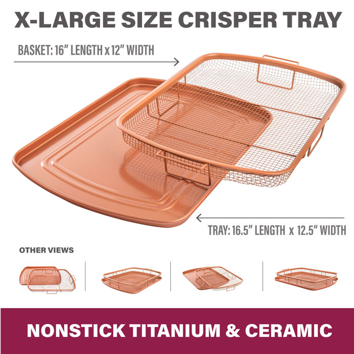 Gotham Steel 2 Piece Nonstick XXL Copper Crisper Tray and Basket Set & Reviews Wayfair